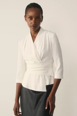 Clever Crepe Belleville Mid Sleeve Top Ivory