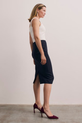 Clever Crepe Pencil Skirt Navy