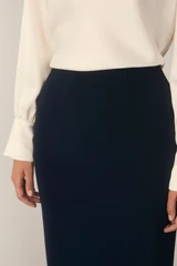 Clever Crepe Pencil Skirt Navy