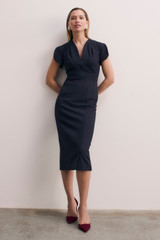 Paola Sculpt Stretch Crepe Dress Navy