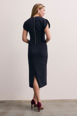 Paola Sculpt Stretch Crepe Dress Navy