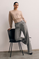 Hartford Wool Prince Of Wales Wide-Leg Trousers Grey