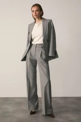 Hartford Wool Prince Of Wales Wide-Leg Trousers Grey
