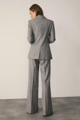 Hartford Wool Prince Of Wales Wide-Leg Trousers Grey