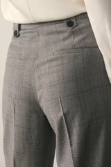 Hartford Wool Prince Of Wales Wide-Leg Trousers Grey
