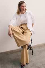 Lyon Textured Palazzo Trousers Sand