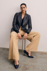 Lyon Textured Palazzo Trousers Sand