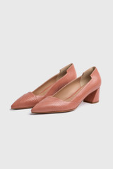 Saturnia Lizard-Embossed Leather Heels 45 Dusty Rose