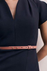 Selis Lizard-Embossed Leather Belt Dusty Rose