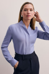 Bowery Blouse Chalk Blue Stretch Silk
