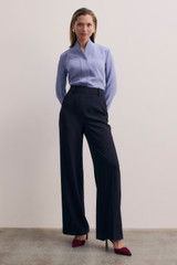 Bowery Blouse Chalk Blue Stretch Silk