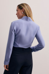 Bowery Blouse Chalk Blue Stretch Silk