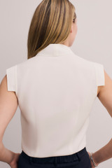 Bowery Sleeveless Blouse Ivory Stretch Silk