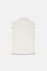 Bowery Sleeveless Blouse Ivory Stretch Silk