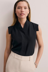 Bowery Sleeveless Blouse Black Stretch Silk