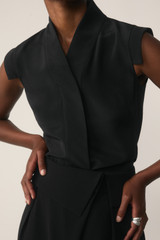 Bowery Sleeveless Blouse Black Stretch Silk