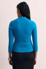Sculpt Knit Eldia Long Sleeve Top Vivid Turquoise - Welcome to the