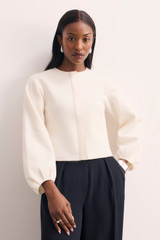 Candelo Wool Cotton Blend Jacket Ivory