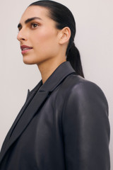 Knighton Leather Jacket Navy