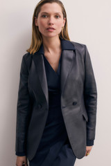 Knighton Leather Jacket Navy