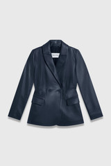 Knighton Leather Jacket Navy