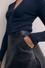 Andalo Leather Skirt Navy