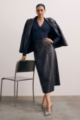 Andalo Leather Skirt Navy