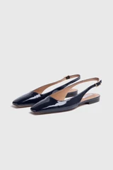 Limone Patent Leather Flats 15 Navy