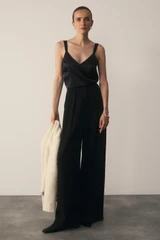 Adela Cami Black Silk Satin