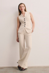 Clever Crepe Doppio Hartley Waistcoat Stone