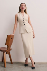 Clever Crepe Doppio Hartley Waistcoat Stone