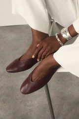 Melfi Leather Ballerina Flats Burgundy