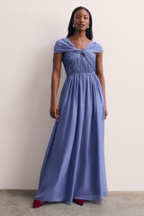 Sevilla Silk Chiffon Maxi Dress Celestial Steel Blue