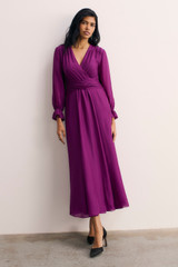 Soli Silk Chiffon Dress Electric Magenta