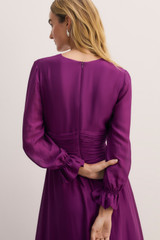 Soli Silk Chiffon Dress Electric Magenta