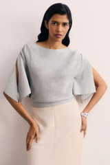 Liri Metallic Knit Top Silver