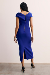 Riano Wool Crepe Dress Cobalt Blue