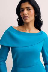 Palmerston Sculpt Stretch Crepe Dress Turquoise