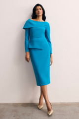 Palmerston Sculpt Stretch Crepe Dress Turquoise