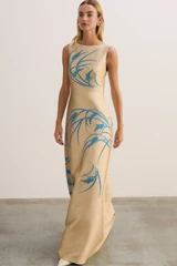 Avila Jacquard Maxi Gown Champagne
