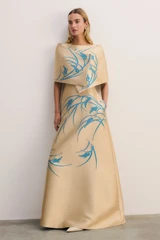 Avila Jacquard Maxi Gown Champagne