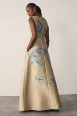 Avila Jacquard Maxi Gown Champagne