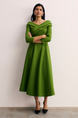 Palermo Wool Crepe Dress Spring Green
