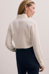 Bowery Blouse Ivory Stretch Silk