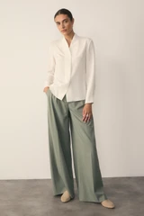 Bowery Blouse Ivory Stretch Silk