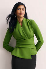 Belleville Sculpt Stretch Crepe Top Spring Green