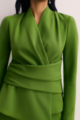 Belleville Sculpt Stretch Crepe Top Spring Green