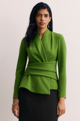 Belleville Sculpt Stretch Crepe Top Spring Green