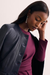 Malone Sculpt Stretch Crepe Top Summer Plum