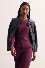 Malone Sculpt Stretch Crepe Top Summer Plum